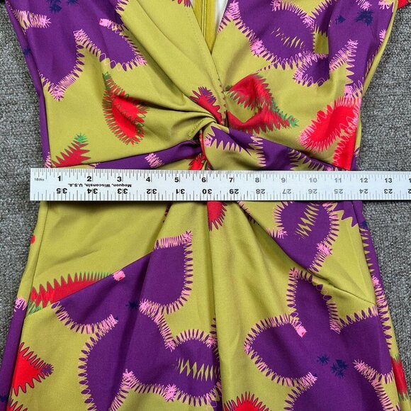 Laagam Lea Midi Dress Colorful Maximalist Green Purple Red Size X-Small - Picture 8 of 9